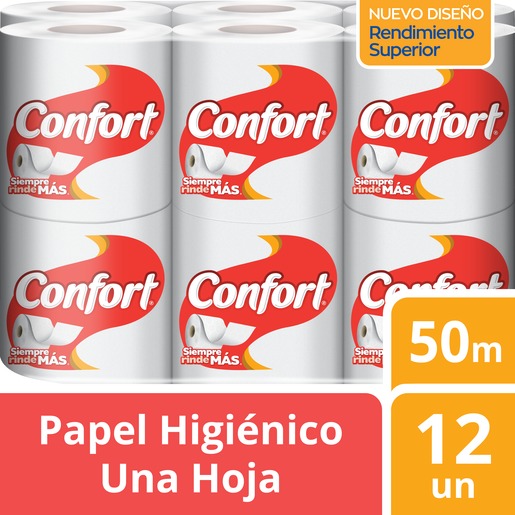 Papel Higiénico Confort una Hoja 50 metros fajilla