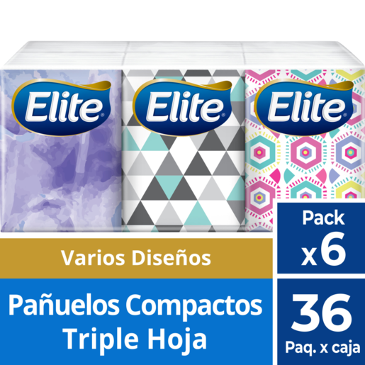 Pañuelo Desechable Elite Aloe Vera Triple Hoja 90 unidades x6
